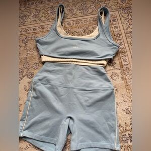 SET Active Light Blue High-Waist Biker Shorts Medium